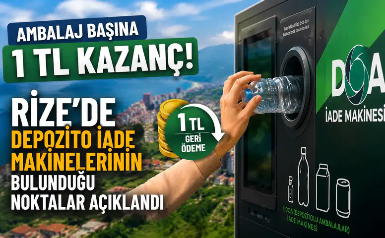 Ambalaj Başına 1 TL Kazanç! Rize'de Depozito İade Makinelerinin Bulunduğu Noktalar Açıklandı