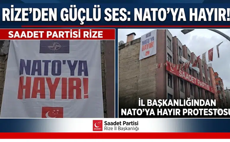 Saadet Partisi Rize'den NATO'ya Hayır Pankartlı Protesto