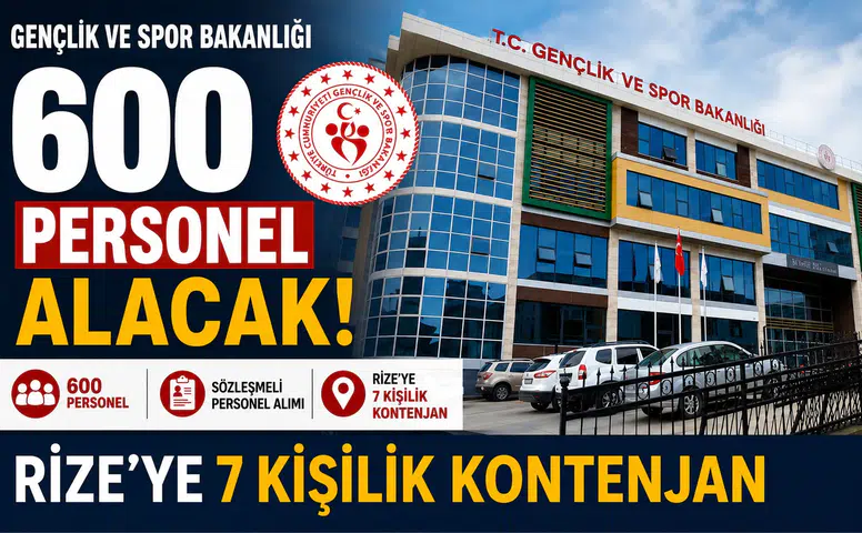 Gençlik ve Spor Bakanlığı 600 Personel Alacak: Rize'ye 7 Kişilik Kontenjan