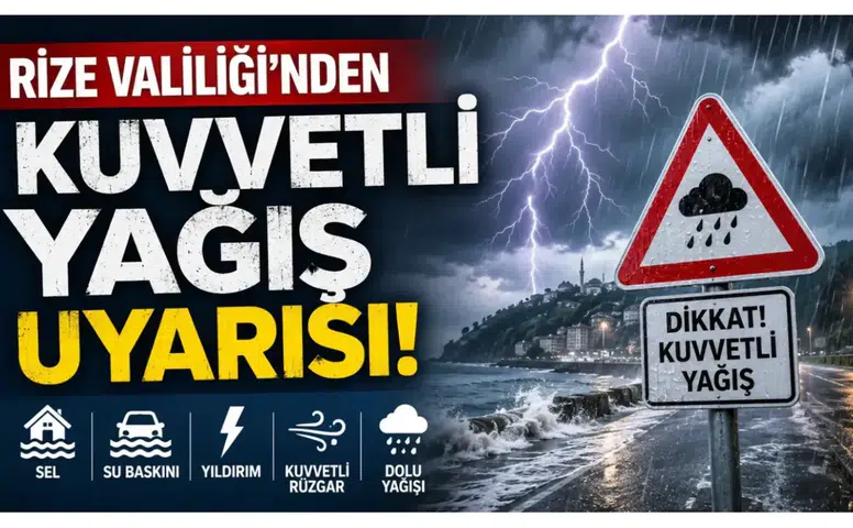 Rize Valiliği'nden Kuvvetli Yağış Uyarısı: Sel, Su Baskını ve Fırtınaya Karşı Dikkat