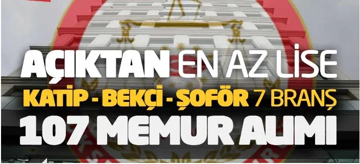 Açıktan En Az Lise Katip Bekçi Şoför 7 Branş 107 Memur Alımı Açıklandı