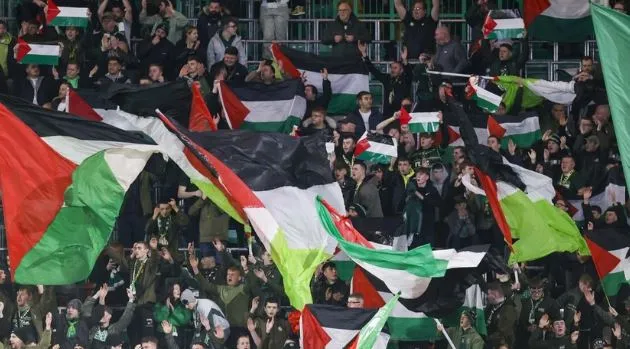 Şampiyonlar Ligi’nde tarihi anlar! Celtic taraftarları Filistin bayrağı açtı