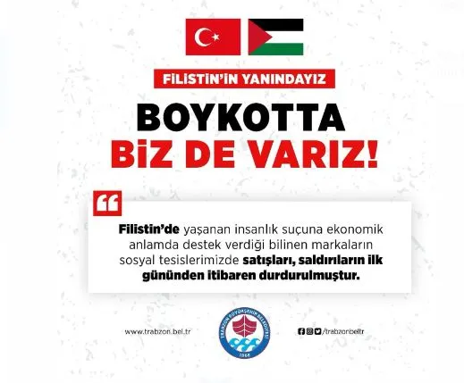 Trabzon Büyükşehir Belediyesi,Filistinli Kardeşlerine Destek Oluyor