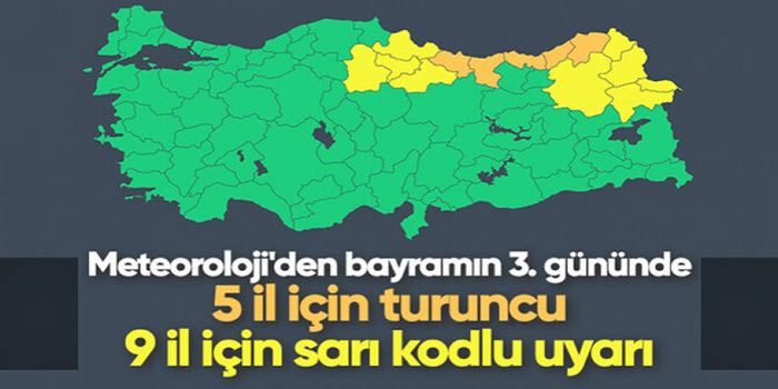  Ağrı, Amasya, Ardahan, Çorum, Erzurum, Iğdır, Kars, Samsun ve Tokat için sarı kodlu uyarı yapıldı