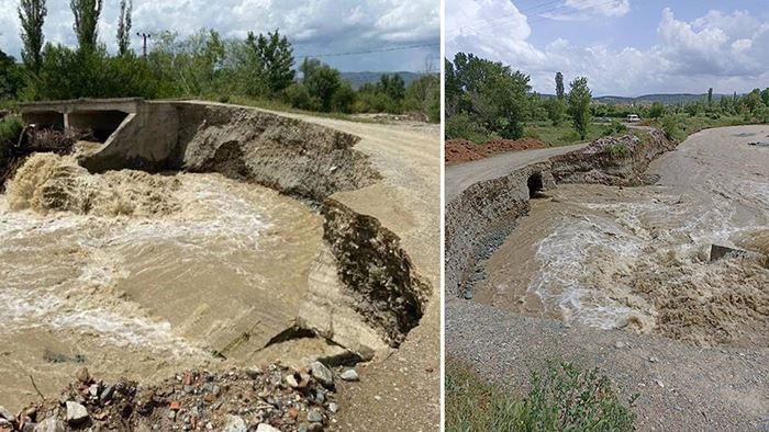 Kastamonu’da kuvvetli sağanak sebebiyle yol,köprüler ve köyler zarar gördü!