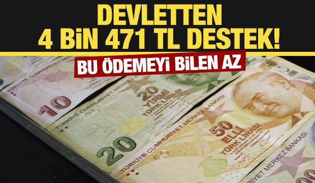 Bu ödemeyi bilen az: Devletten 4 bin 471 TL destek