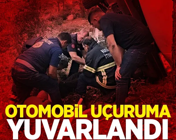 Otomobil uçuruma yuvarlandı!