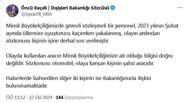 Dışişleri Sözcüsü Keçeli, 