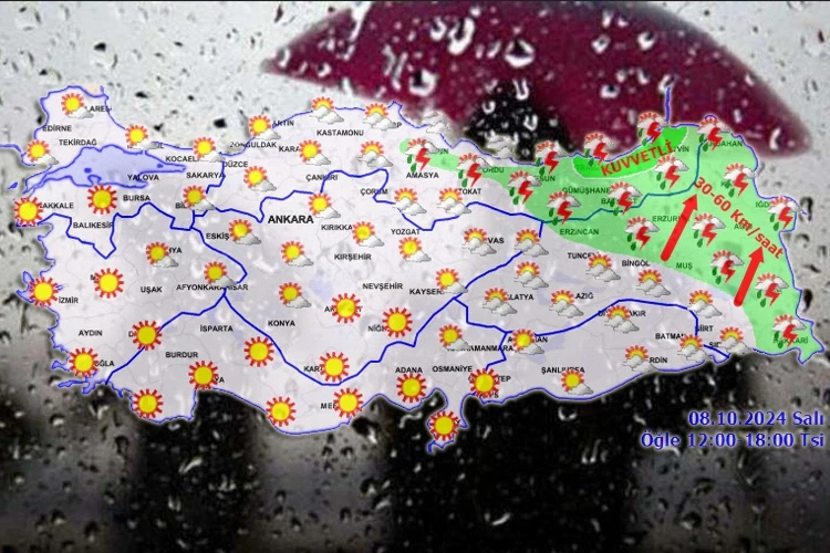 8 Ekim hava tahmin raporu yayımlandı... Doğu Anadolu