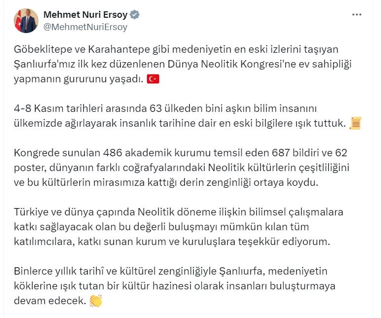 Bakan Ersoy: Şanlıurfa