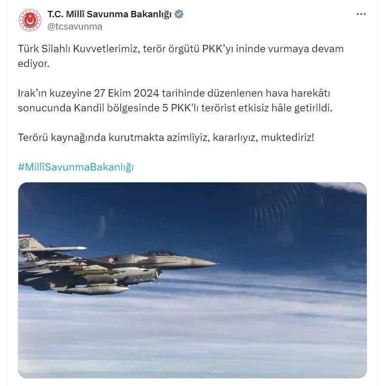 MSB: Kandil bölgesinde 5 PKK