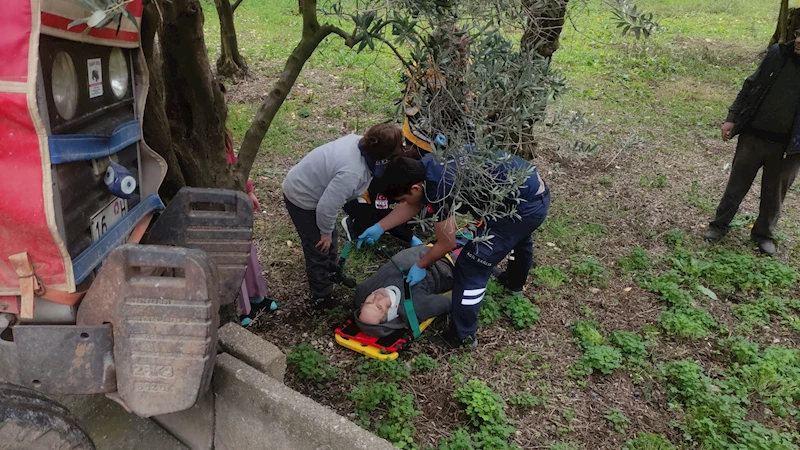 Sulama kanalına çarpan traktörün sürücüsü yaralandı 