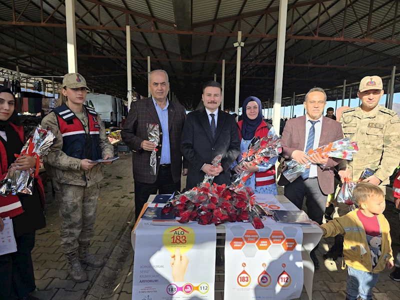 Hassa Kaymakamı Acar, kadınlara karanfil ve broşür dağıttı