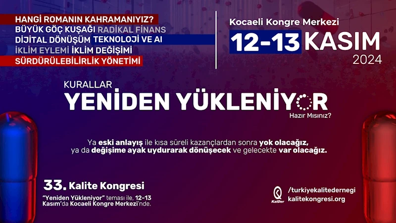 33’üncü Kalite Kongresi 12- 13 Kasım tarihlerinde Kocaeli’de gerçekleşecek