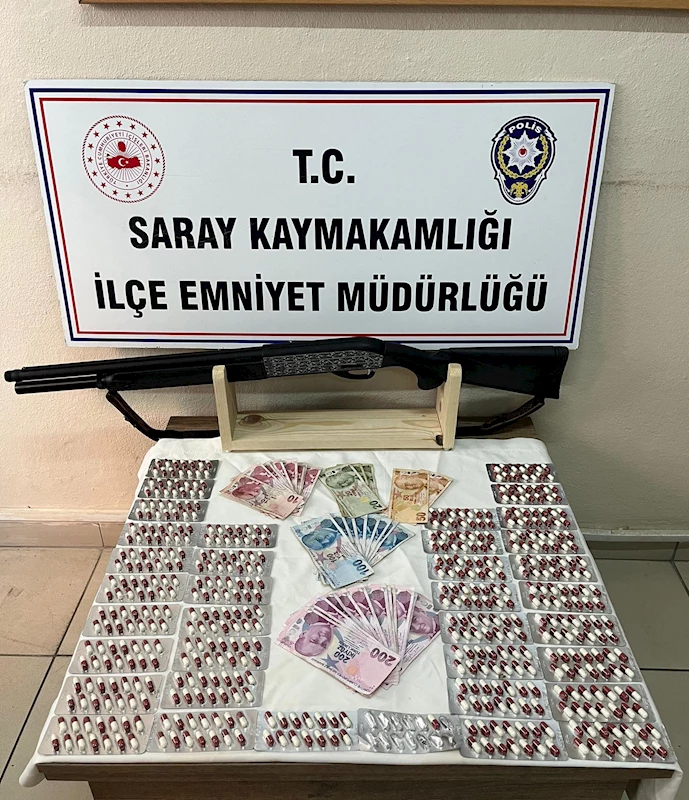  Saray’da uyuşturucu hap ele geçirildi; 1 tutuklama