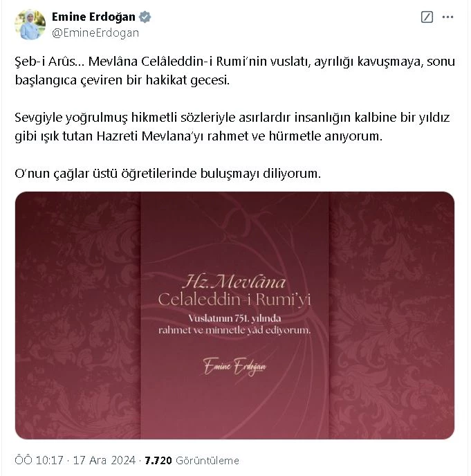 Emine Erdoğan: Hazreti Mevlana