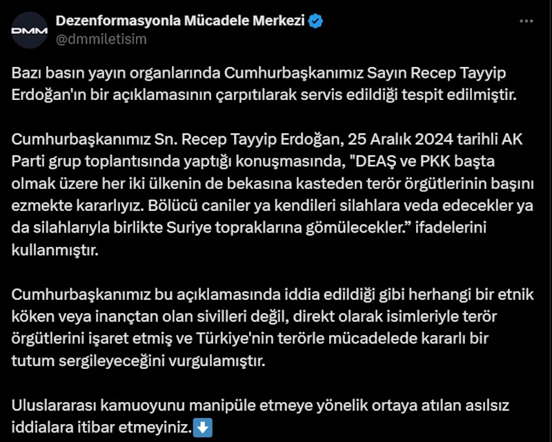 DMM: Cumhurbaşkanı Erdoğan