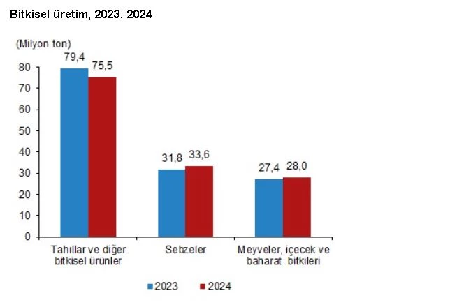 TÜİK: Tahıl üretimi azaldı, sebze ve meyve üretimi arttı