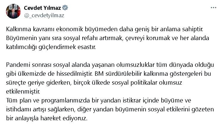 Cumhurbaşkanı Yardımcısı Yılmaz: Göstergeler, gelir dağılımındaki eşitsizliğin azaldığına işaret etmekte