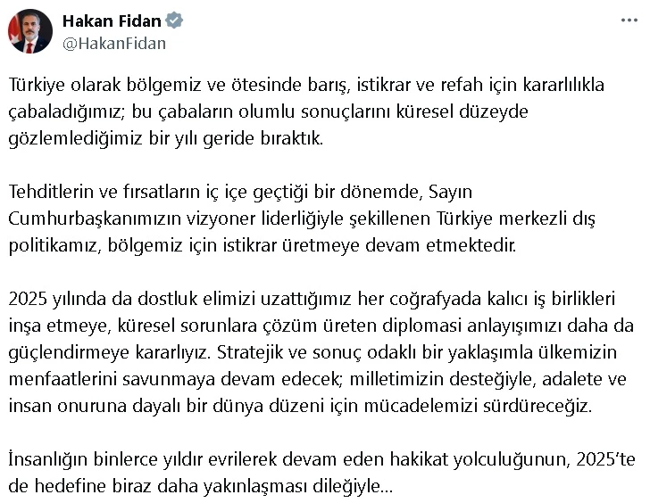 Dışişleri Bakanı Hakan Fidan