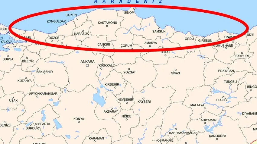 Artvin Bolu Giresun, Gümüşhane, Kastamonu, Ordu, Rize, Samsun, Sinop, Trabzon, Zonguldak dikkat!