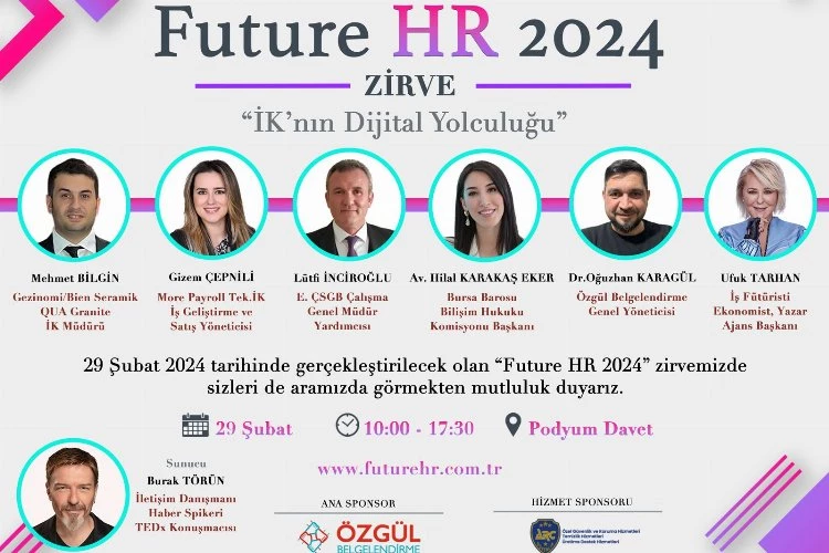 Fütürist Ufuk Tarhan “Future HR2024” Zirvesi için Bursa’ya geliyor