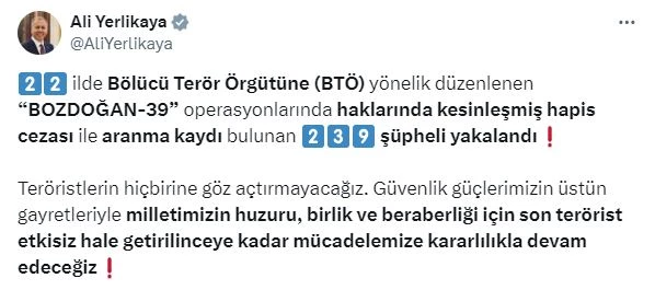 22 ilde terör operasyonu: 239 gözaltı