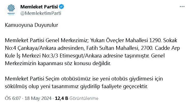 Memleket Partisi, genel merkez binasını kapattı (2)