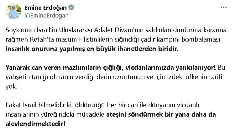 Emine Erdoğan: İsrail