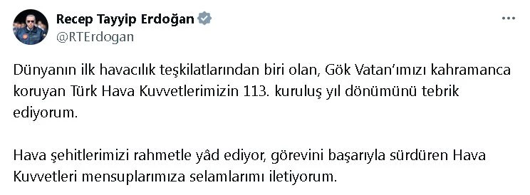 Cumhurbaşkanı Erdoğan, Türk Hava Kuvvetleri