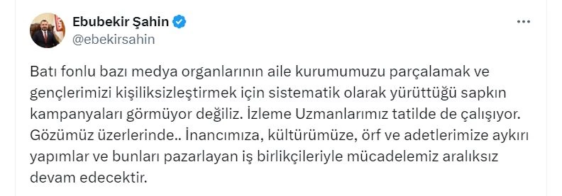 RTÜK Başkanı Şahin: Örf ve adetlerimize aykırı yapımlarla mücadelemiz aralıksız devam edecek