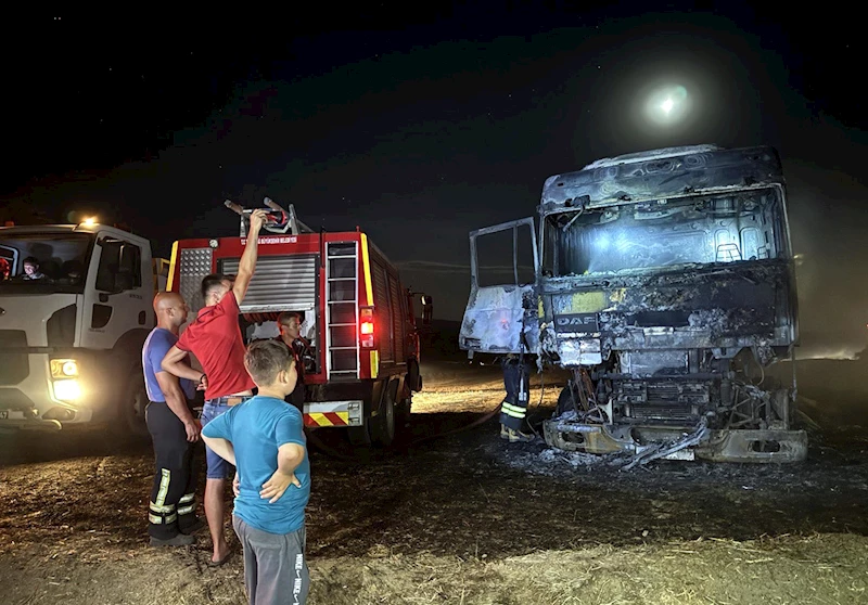 Tekirdağ’da buğday yüklü TIR ile 300 dönüm tarım arazisi yandı