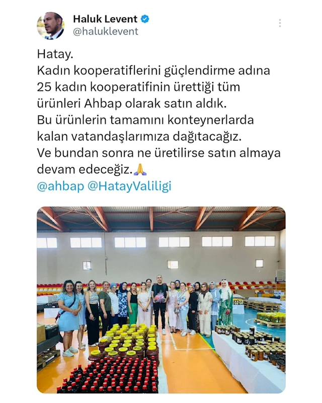 Haluk Levent’ten Hataylı kadın kooperatiflerine destek