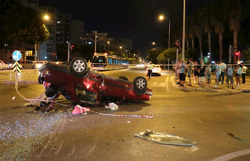 Takla atan otomobilde burunları bile kanamadı