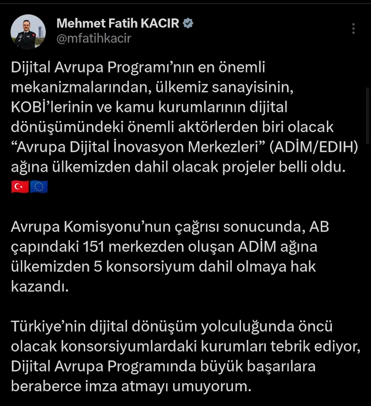 Bakan Kacır: ADİM ağına Türkiye