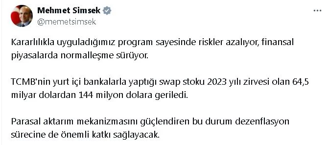 Bakan Şimşek: TCMB