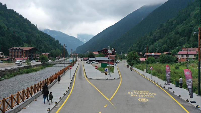 Uzungöl yolu asfaltlandı, yön tabelaları yenilendi