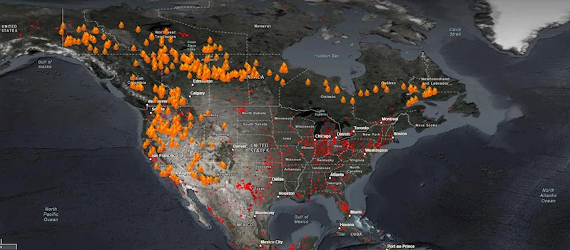 Kuzey Amerika kıtasında şiddetli orman yangınları