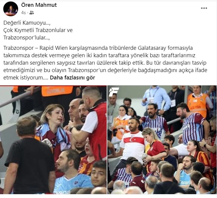 Başkan Ören’den Galatasaray formalı 2 kadının stattan çıkarılmasına tepki