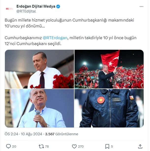 Cumhurbaşkanı Erdoğan için 10