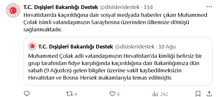 Dışişleri: Hırvatistan