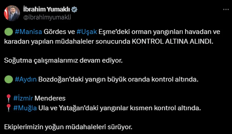 Bakan Yumaklı: Manisa ve Uşak