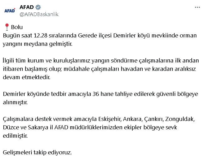 AFAD: Çevre illerden ekipler bölgeye sevk edildi