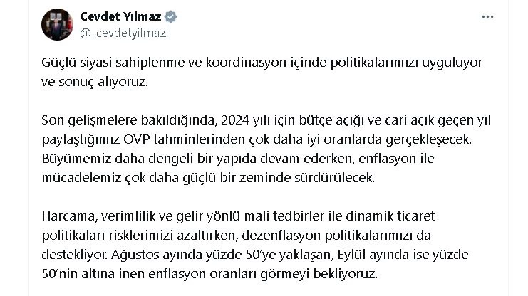 Cevdet Yılmaz: Yüzde 50