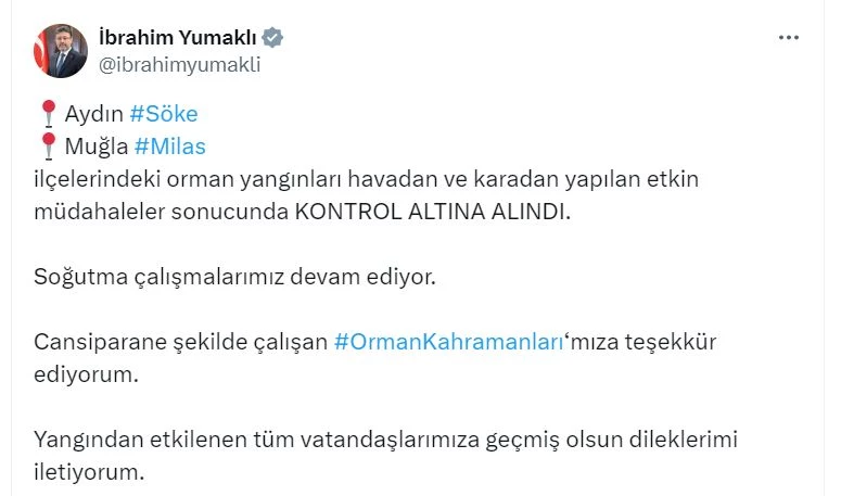 Bakan Yumaklı: Söke ve Milas