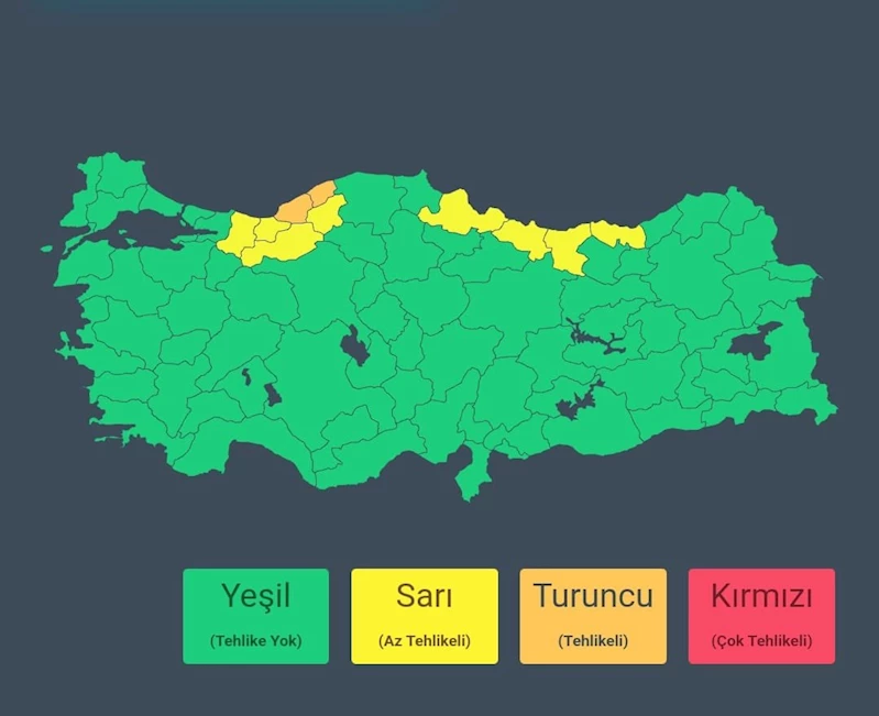 AFAD, 2 ile turuncu, 5 ile sarı kodlu yağış uyarısı yaptı