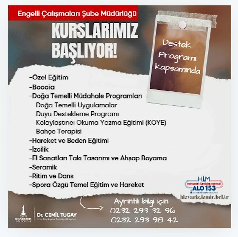 Engelli yurttaşlar için kurs dönemi başlıyor