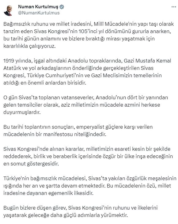 TBMM Başkanı Kurtulmuş