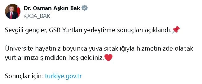 KYK yurt başvuru sonuçları açıklandı