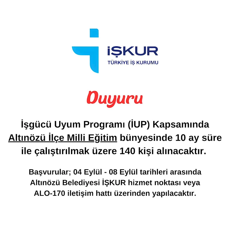 Altınözü’nde okullara 140 personel alınacak